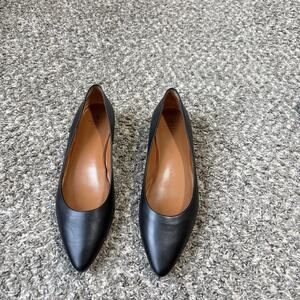 Aquatalia Leather Perla Flats Shoe Black Pointed Toe Size 11 Italy